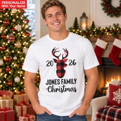 Buffalo Plaid 2026 PERSONALIZED Christmas T-shirt