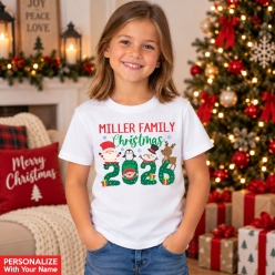 Cute Christmas 2026 Family PERSONALIZED T-shirt