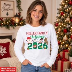 Cute Christmas 2026 PERSONALIZED Long Sleeve Shirt