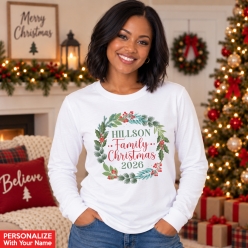 Greenery Christmas Personalized Long Sleeve Shirt