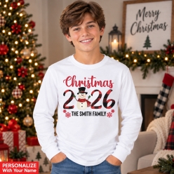 Christmas Snowman Personalized Long Sleeve Shirt