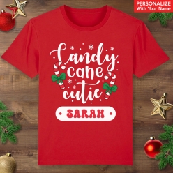 Candy Cane Cutie Personalized Red T-shirt