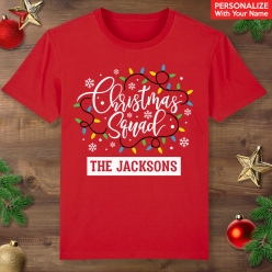 Christmas Squad Personalized Red T-shirt