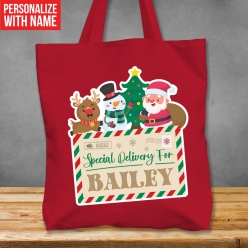 60% OFF: Premium XL Christmas Special Delivery Personalized Tote