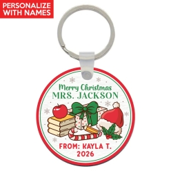 Christmas Teacher Wood Personalized Keychain