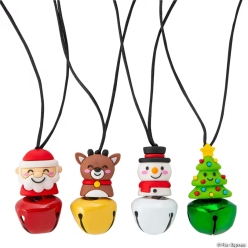 Jingle Bell Christmas Character Breakaway Necklaces-24Pk