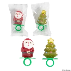 Christmas Character Fruit Flavoured Ring Lollipops-12Pk