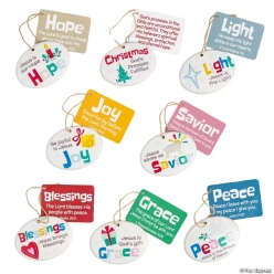 God's Promises Religious Christmas Ornaments with Card for 8