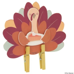 Thanksgiving Turkey with Pie Slice Clothespin Craft Kits-12Pk