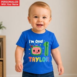 CoComelon 1st Birthday Personalized Blue Shirt