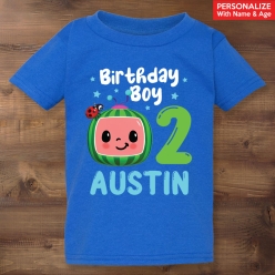 CoComelon Personalized Name & Age Blue T-Shirt