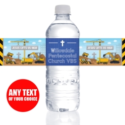 Construction VBS PERSONALIZED VINYL Bottle Labels - 10 PK