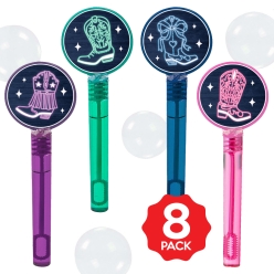 Cowgirl Disco Bubble Bottles w/Wands - 8 PACK