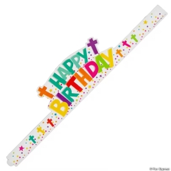 Religious Happy Birthday Cross Adjustable Paper Crowns-12Pk
