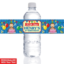 Curious George PERSONALIZED VINYL Bottle Labels - 10 PK