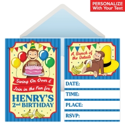 Curious George PERSONALIZED Invitations - 8 Pk