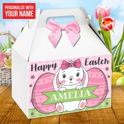 60% OFF:PERSONALIZED Large Pink Cute Bunny Gable Box
