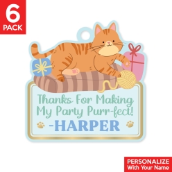Cute Cat PERSONALIZED Shaped Thank You Tags - 6 Pk