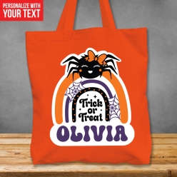 Premium XL Custom Cute Spider Trick or Treat Orange Bag