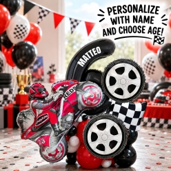 *Dirt Bike Personalized Name & Age Balloon Column