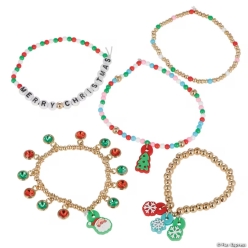 DIY Christmas Stacked Beaded Bracelet Craft Kit-5Pk