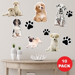 Puppy Dog Peel & Stick Vinyl Wall Decals 10 Pk