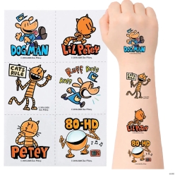 Dog Man Character Temporary Tattoos-6 PK