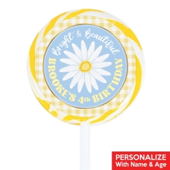 Daisy Birthday PERSONALIZED Lollipops -12 Pk