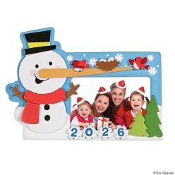 Dated Snowman Picture Frame Magnet Craft Kit-12 Pack
