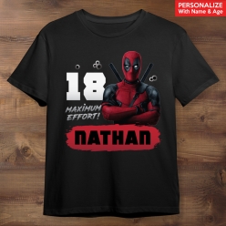 55% OFF: Deadpool Personalized Black T-shirt- Choose Size