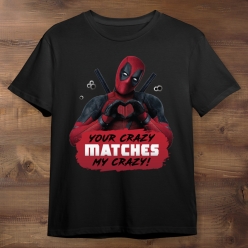 55% OFF: Deadpool Crazy Black T-shirt- Choose Size