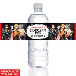 Demon Slayer Party PERSONALIZED VINYL Bottle Labels - 10 PK
