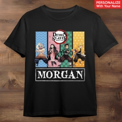 Demon Slayer Personalized Name Black T-Shirt