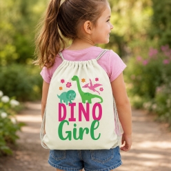 Dino Girl Drawstring Backpack