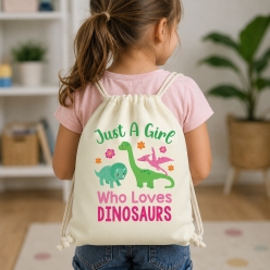 Just a Girl Who Loves Dinosaurs Drawstring Backpack