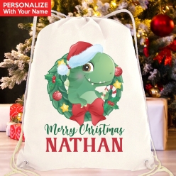 60% OFF: Dinosaur Wreath Personalized Drawstring Backpack