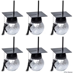 Graduation Mortarboard Disco Ball Cups-6Pk