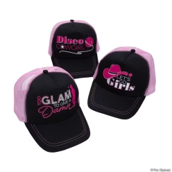 Disco Cowgirl Polyester & Mesh Trucker Hats-3Pk