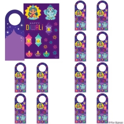 Diwali Doorknob Hanger Sticker Scenes-12Pk