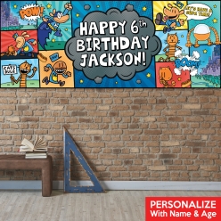 Dog Man Party PERSONALIZED Giant Vinyl Keepsake Banner