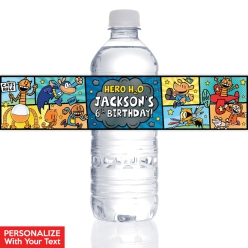 Dog Man Party PERSONALIZED VINYL Bottle Labels - 10 PK