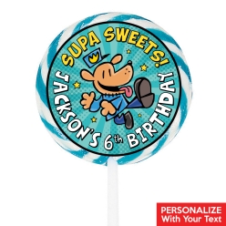 Dog Man Party PERSONALIZED Lollipops - 12 Pk