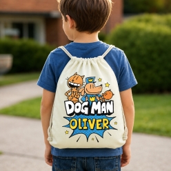 Dog Man Personalized Drawstring Backpack
