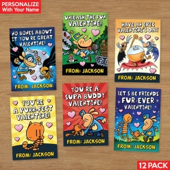 Dog Man PERSONALIZED Valentine Cards 12 PK