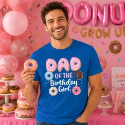 Donut Dad of Birthday Girl Blue T-shirt