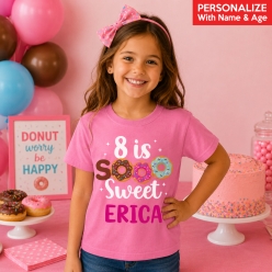 Donut Personalized Birthday Pink T-shirt