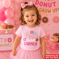 Donut Two Sweet Personalized Light Pink T-shirt