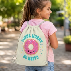 Donut Worry Be Happy Drawstring Backpack