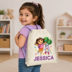 Dora & Boots Personalized Drawstring Backpack