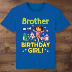 Brother of the Birthday Girl Dora Blue T-shirt